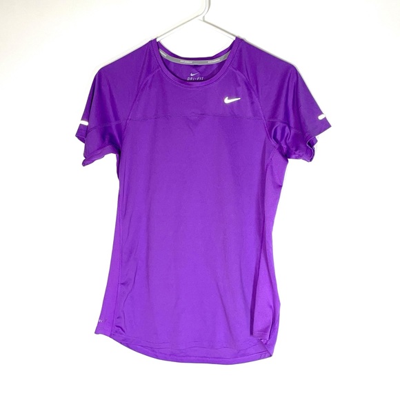 Nike Tops - Nike Dri Fit Purple Reflective Running Shirt Size Medium